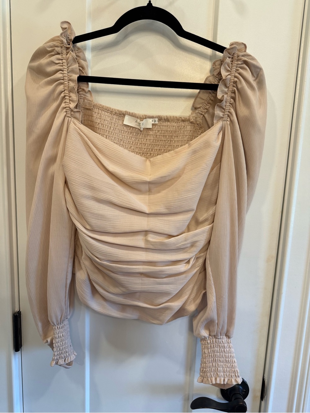 ASTR the Label Ruched Peplum Blouse